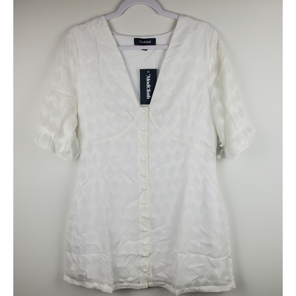 NWT ModCloth White Mini Dress - Picture 2 of 12